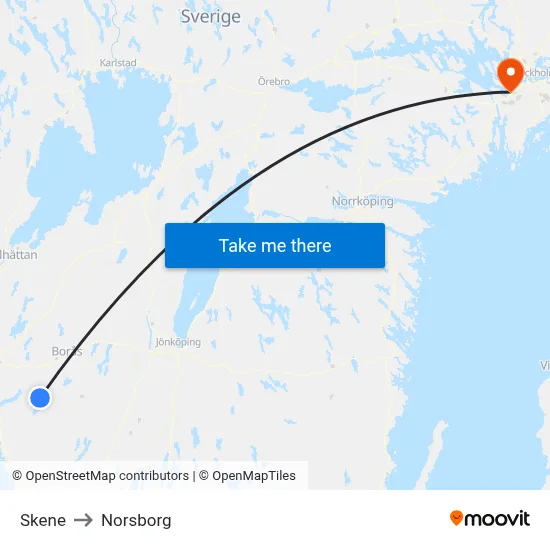 Skene to Norsborg map