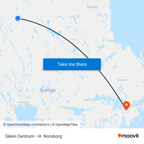 Sälen Centrum to Norsborg map