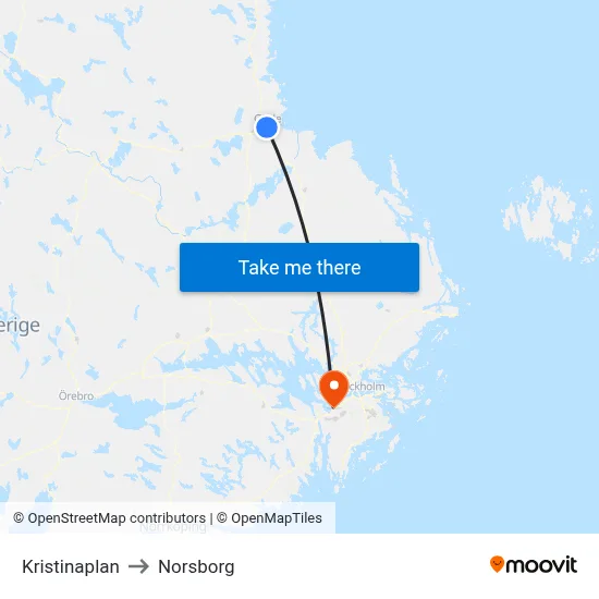 Kristinaplan to Norsborg map