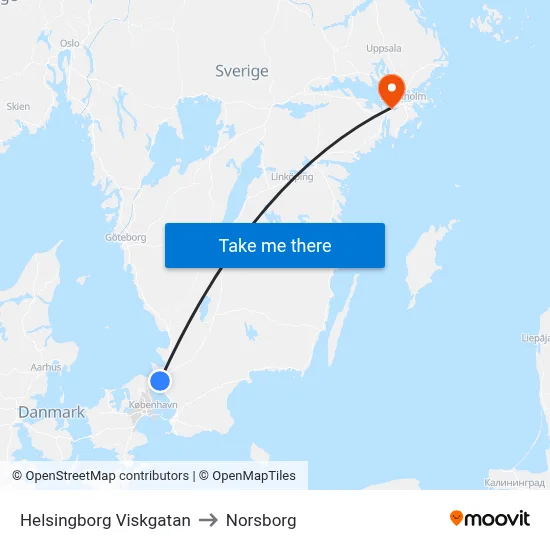 Helsingborg Viskgatan to Norsborg map