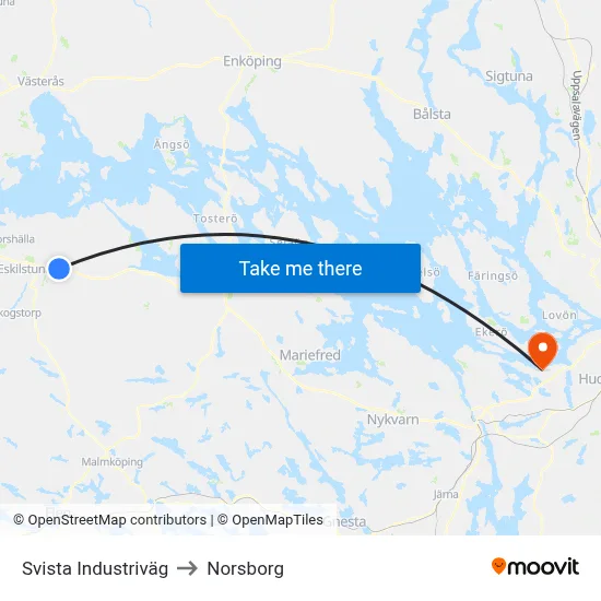 Svista Industriväg to Norsborg map
