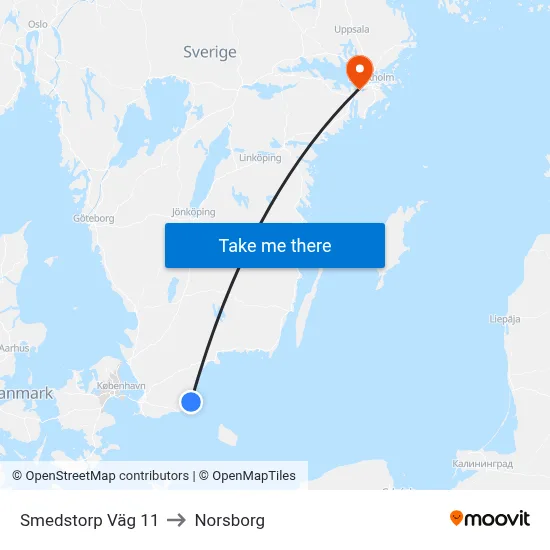 Smedstorp Väg 11 to Norsborg map