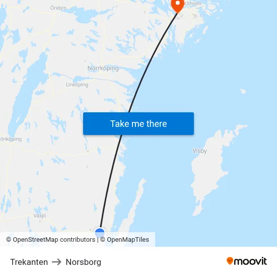 Trekanten to Norsborg map
