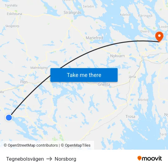 Tegnebolsvägen to Norsborg map