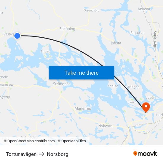 Tortunavägen to Norsborg map