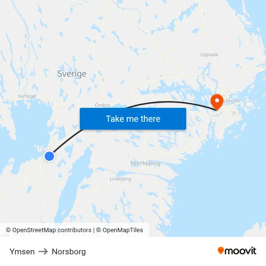 Ymsen to Norsborg map