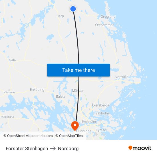 Försäter Stenhagen to Norsborg map