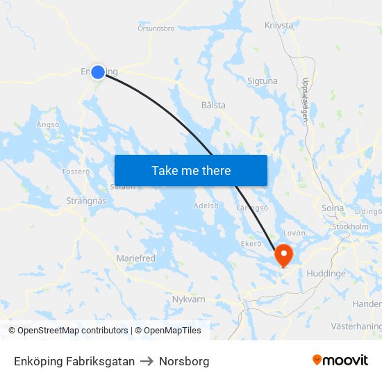 Enköping Fabriksgatan to Norsborg map