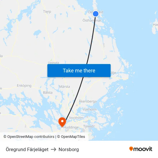 Öregrund Färjeläget to Norsborg map