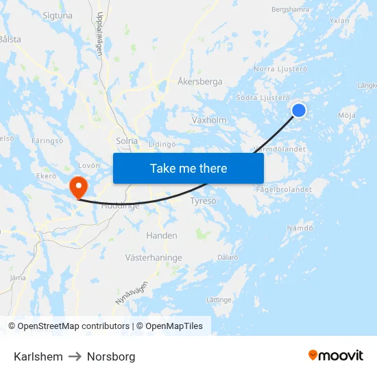 Karlshem to Norsborg map