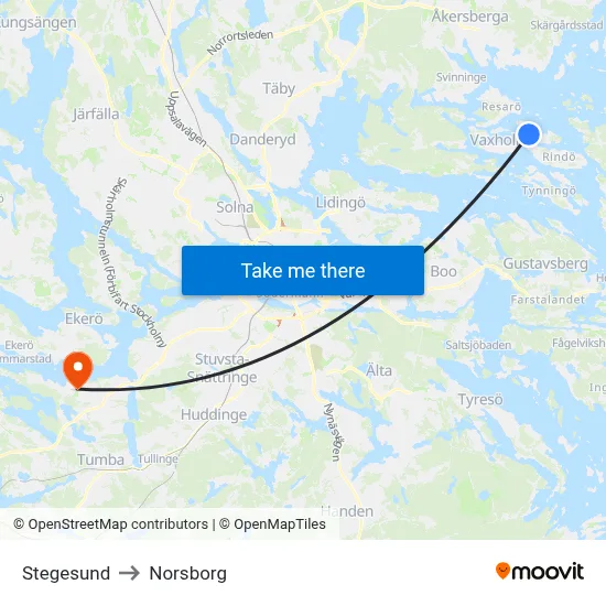 Stegesund to Norsborg map