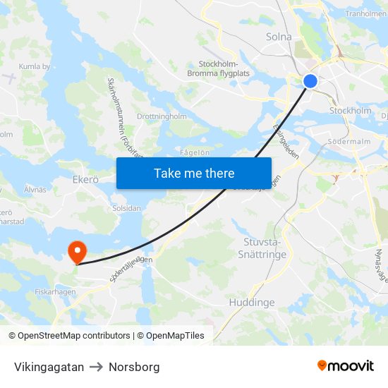 Vikingagatan to Norsborg map