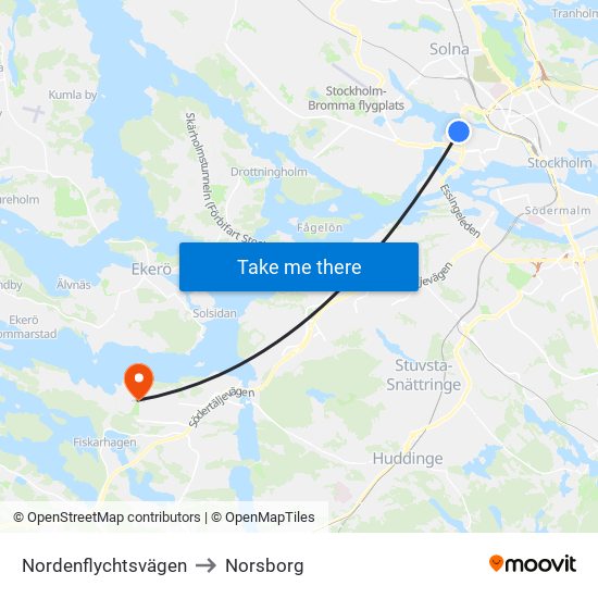 Nordenflychtsvägen to Norsborg map