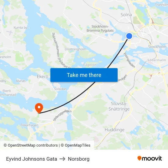 Eyvind Johnsons Gata to Norsborg map