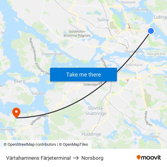 Värtahamnens Färjeterminal to Norsborg map