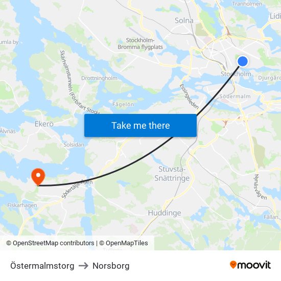 Östermalmstorg to Norsborg map