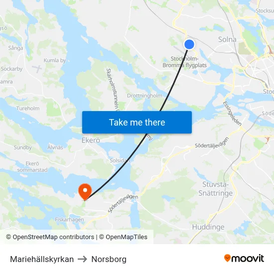Mariehällskyrkan to Norsborg map