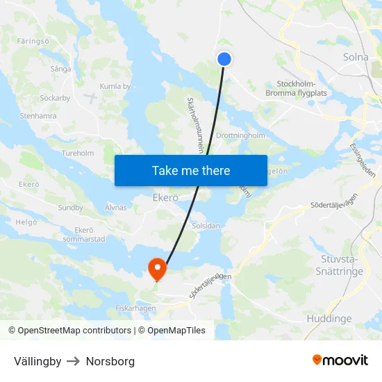 Vällingby to Norsborg map