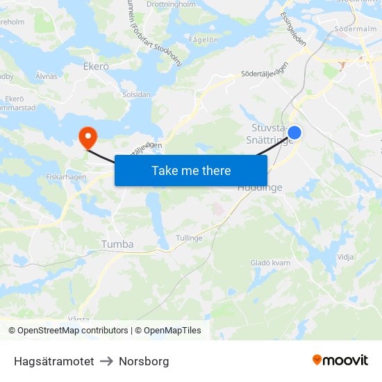 Hagsätramotet to Norsborg map