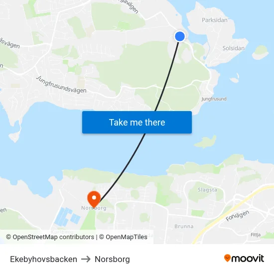 Ekebyhovsbacken to Norsborg map