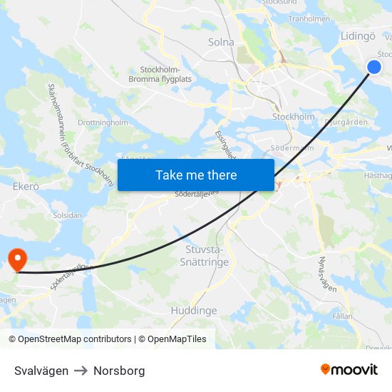 Svalvägen to Norsborg map