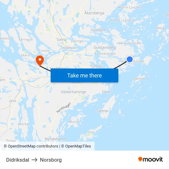 Didriksdal to Norsborg map