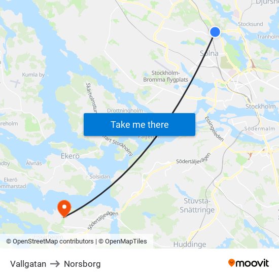 Vallgatan to Norsborg map