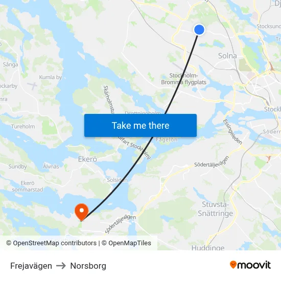 Frejavägen to Norsborg map