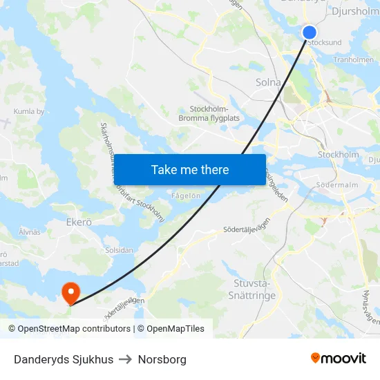 Danderyds Sjukhus to Norsborg map