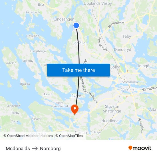 Mcdonalds to Norsborg map