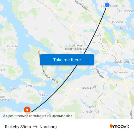 Rinkeby Södra to Norsborg map