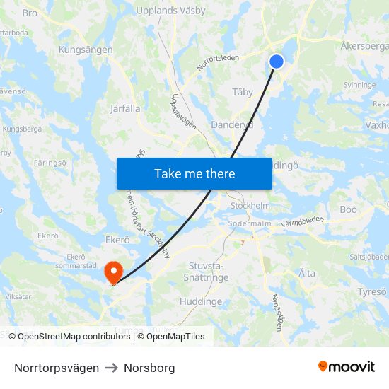 Norrtorpsvägen to Norsborg map