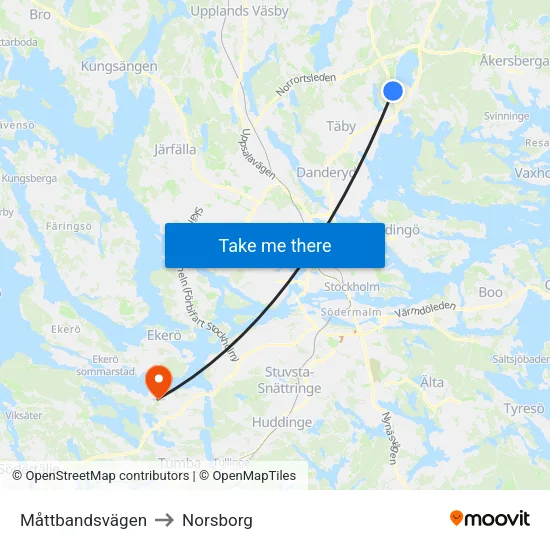 Måttbandsvägen to Norsborg map