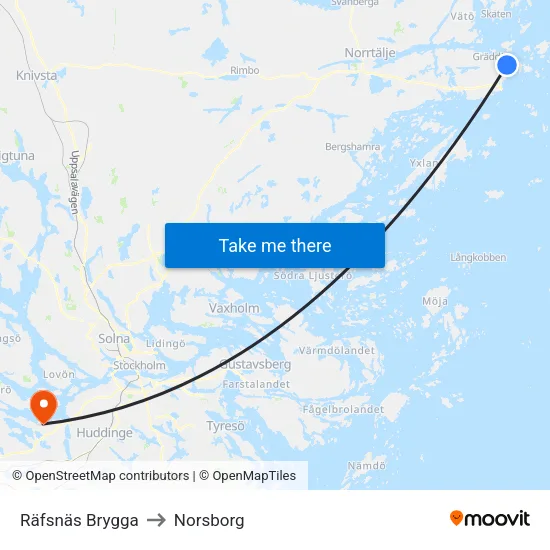 Räfsnäs Brygga to Norsborg map