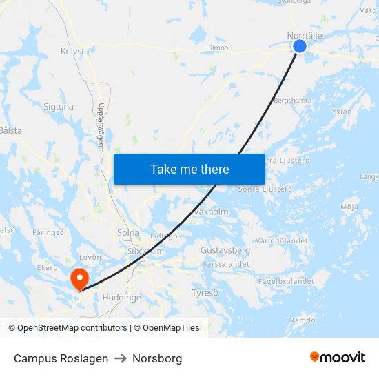 Campus Roslagen to Norsborg map