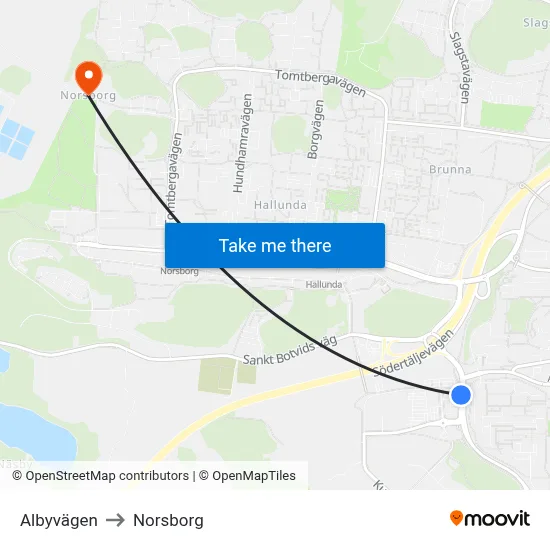 Albyvägen to Norsborg map