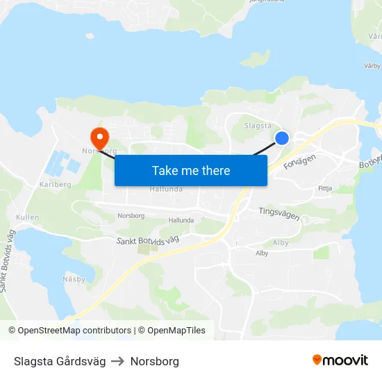 Slagsta Gårdsväg to Norsborg map