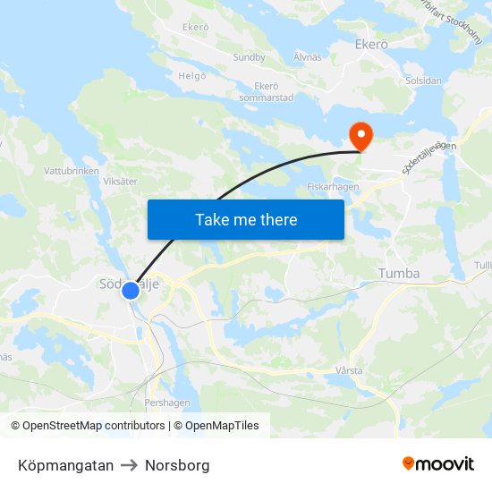 Köpmangatan to Norsborg map