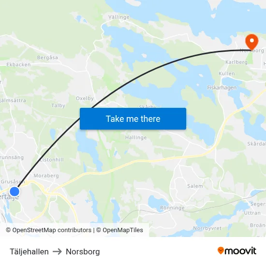Täljehallen to Norsborg map