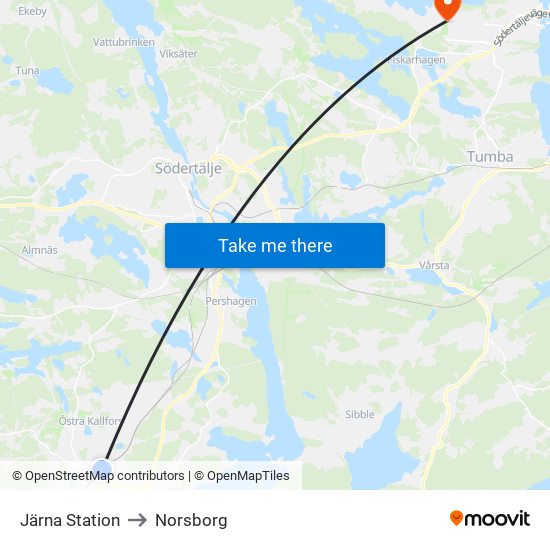 Järna Station to Norsborg map