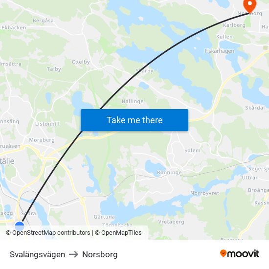 Svalängsvägen to Norsborg map