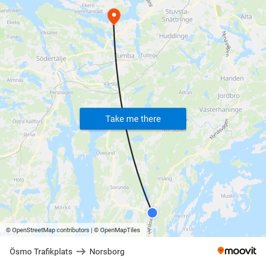 Ösmo Trafikplats to Norsborg map