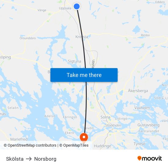 Skölsta to Norsborg map