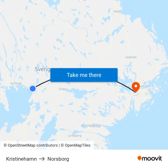 Kristinehamn to Norsborg map