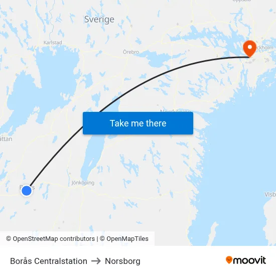 Borås Centralstation to Norsborg map