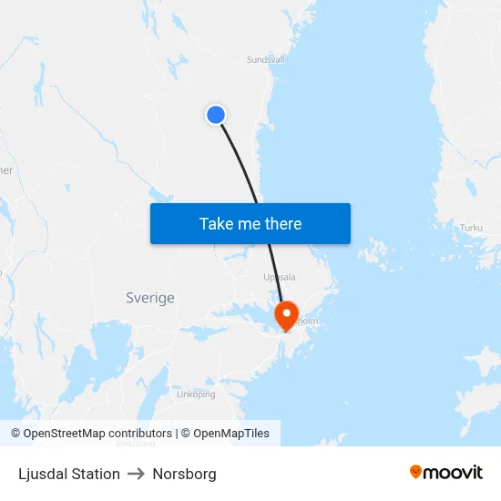 Ljusdal Station to Norsborg map