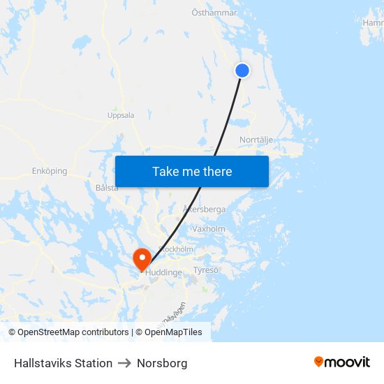 Hallstaviks Station to Norsborg map