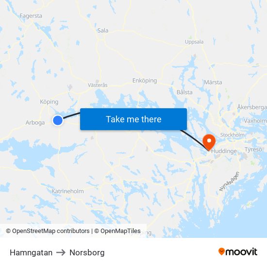 Hamngatan to Norsborg map