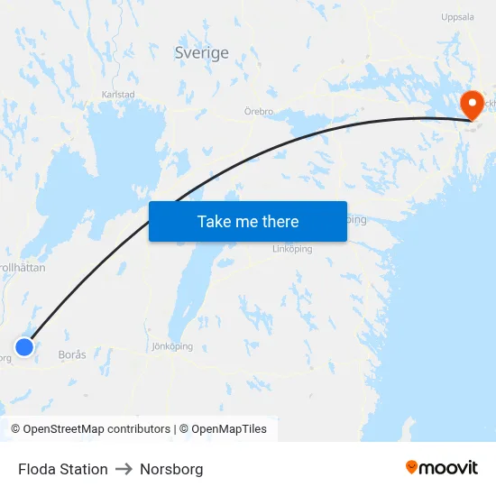 Floda Station to Norsborg map
