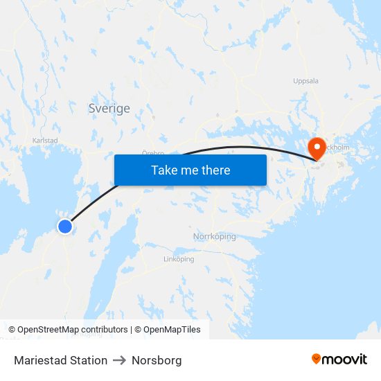 Mariestad Station to Norsborg map